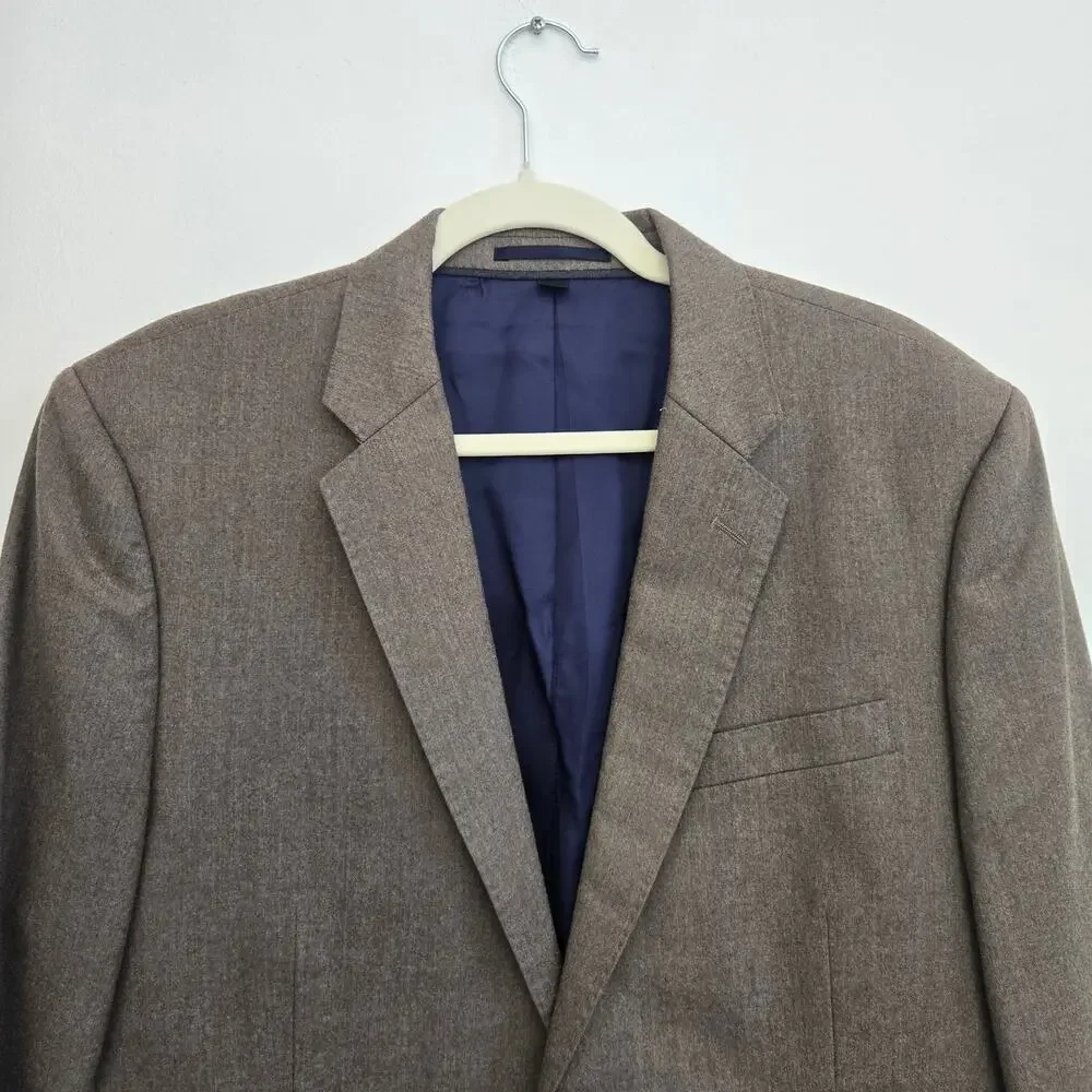 J Crew Men Wool Flannel Ludlow Blazer 42S Italy Slim Fit Modern Tailored Brown